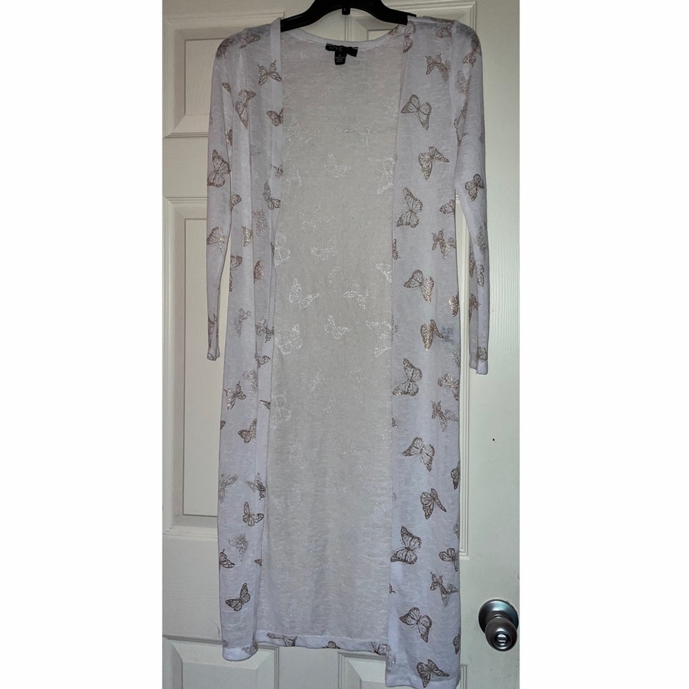 White and Gold Butterfly Duster
